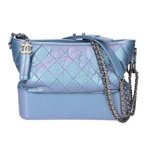 CHANEL Gabrielle de Chanel Vintage Calfskin Chain Shoulder Bag in Aurora Blue...